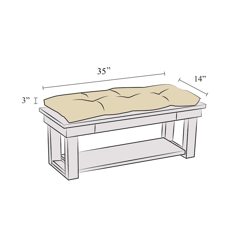 Klear Vu وسادة مقعد كليار فو غير قابلة للانزلاق للأثاث الداخلي، مجمعة في الولايات المتحدة، تخزين في المدخل، نافذة باي، ركن الزاوية أو مقعد البيانو، 35 بوصة، سبا صلب - Image 2
